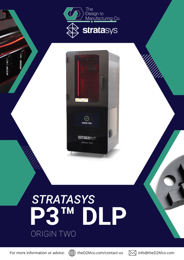 Stratasys Origin Two P3 DLP 3D printer brochure cover image