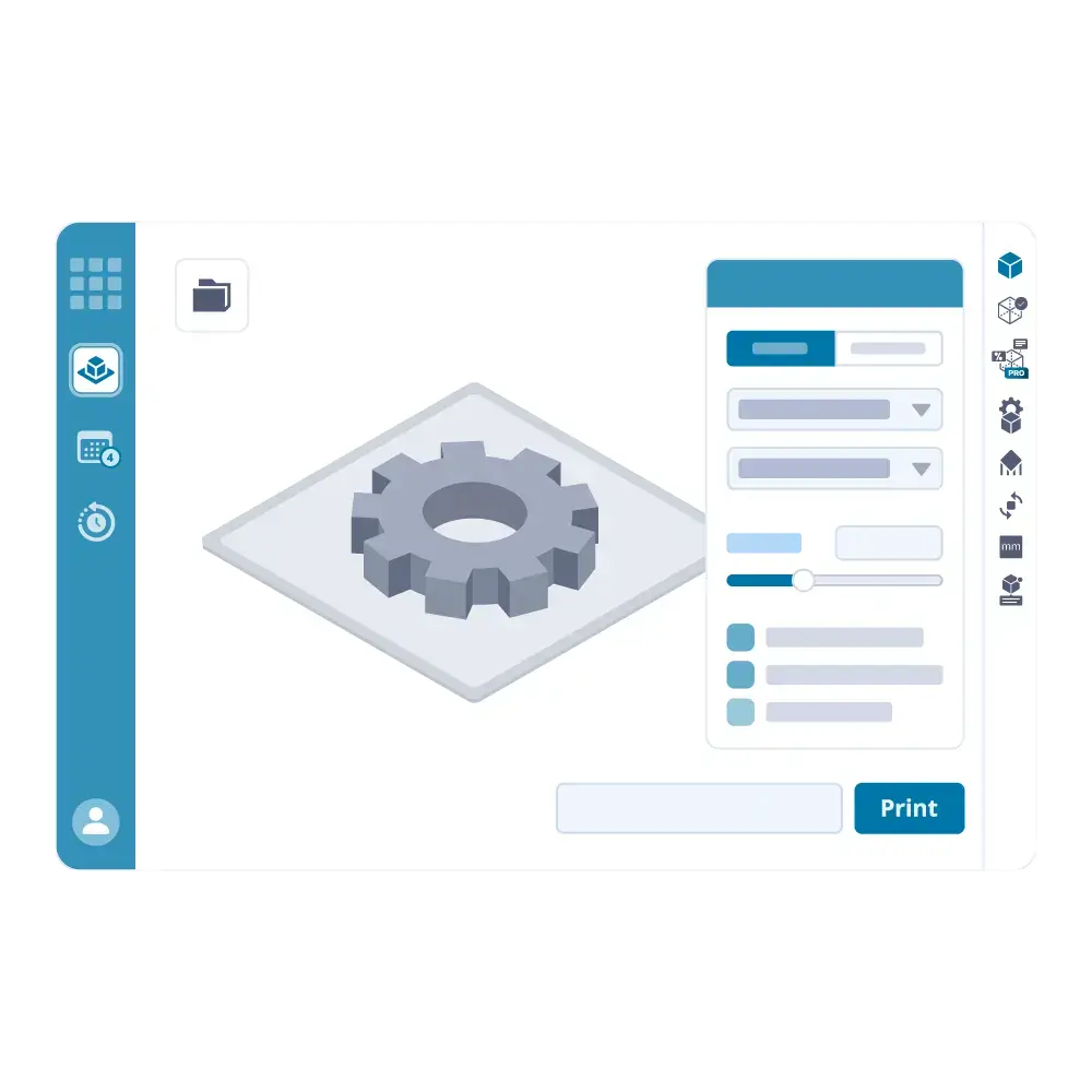 GrabCAD Print Pro™ software interface displaying advanced print preparation tools