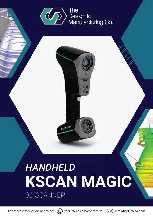 KSCAN-MAGIC brochure cover showing handheld 3D scanner with laser lines