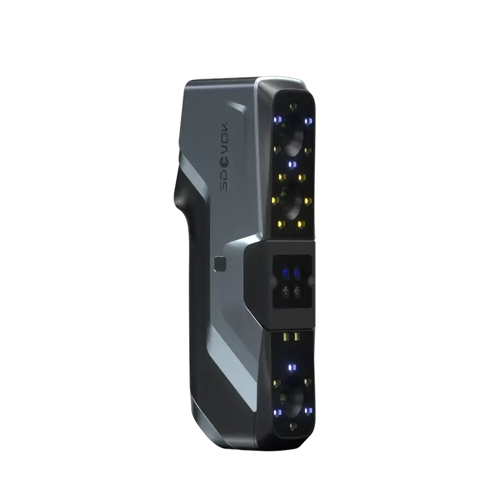Close-up view of the 3DeVOK MT handheld 3D scanner showcasing its advanced LED and structured light array