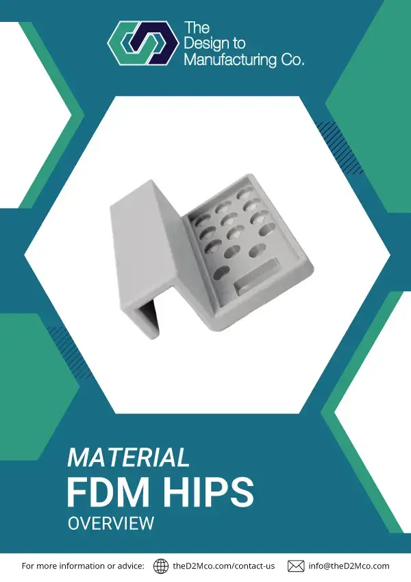 FDM HIPS material brochure cover for durable, cost-effective 3D printing