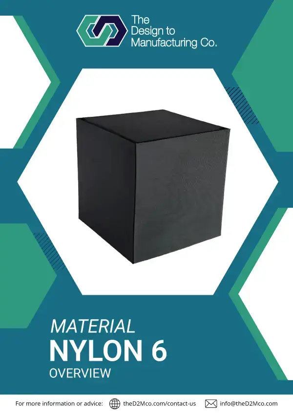FDM Nylon 6 info sheet cover highlighting durable, high-strength thermoplastic for 3D printing