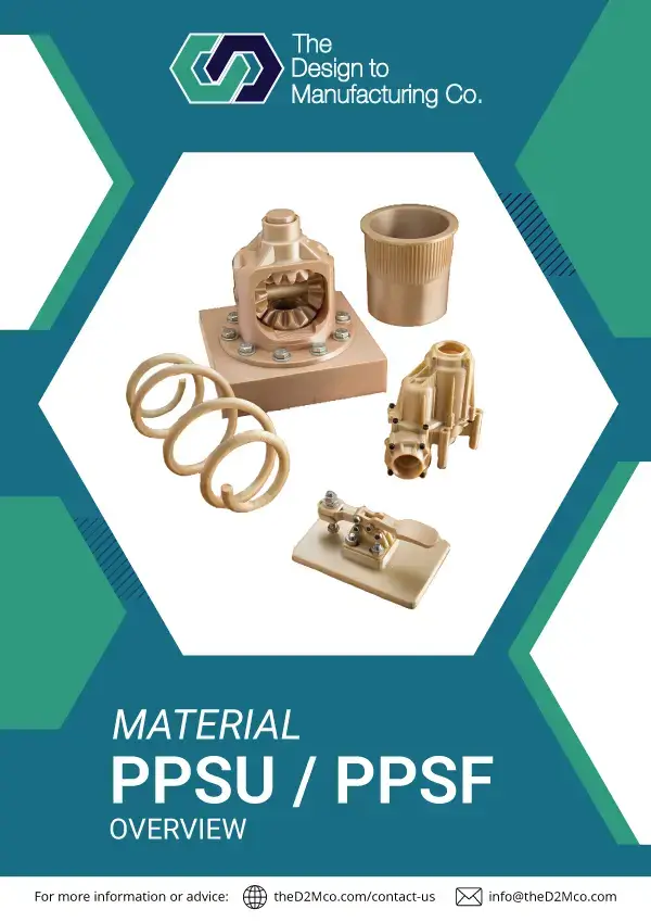 FDM PPSU/PPSF info sheet cover highlighting high-performance thermoplastic for 3D printing