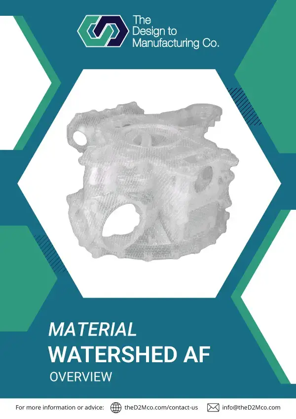 WaterShed AF clear SLA 3D printing material info sheet cover