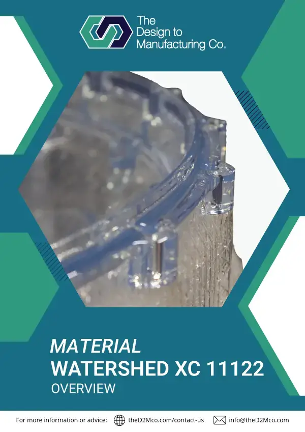 Clear SLA 3D printing material WaterShed XC 11122 info sheet cover