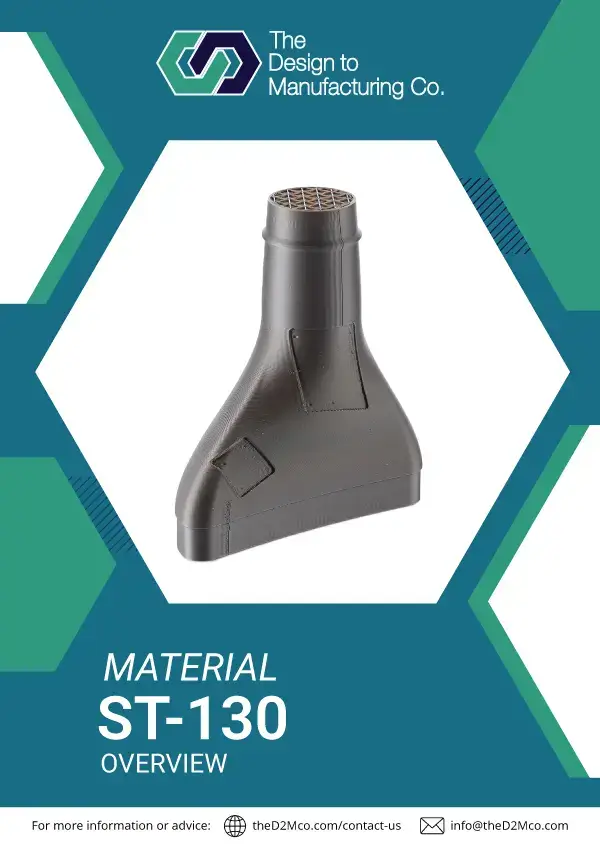 ST-130 info sheet cover showcasing 3D printed sacrificial tooling material