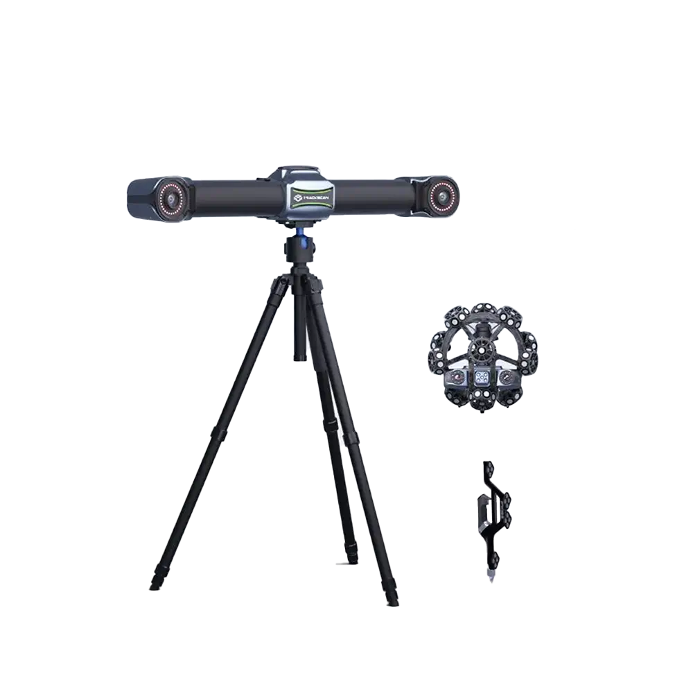 TrackScan Sharp 3D scanning system with camera array, optical tracker, and handheld probe