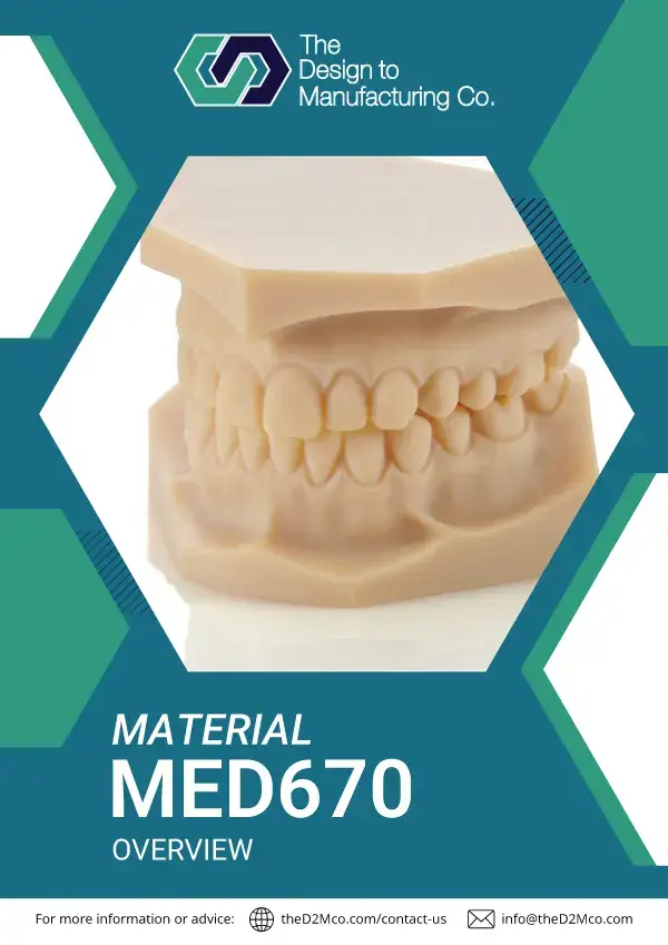 VeroDent MED670 natural peach-tone dental 3D printing material info sheet cover