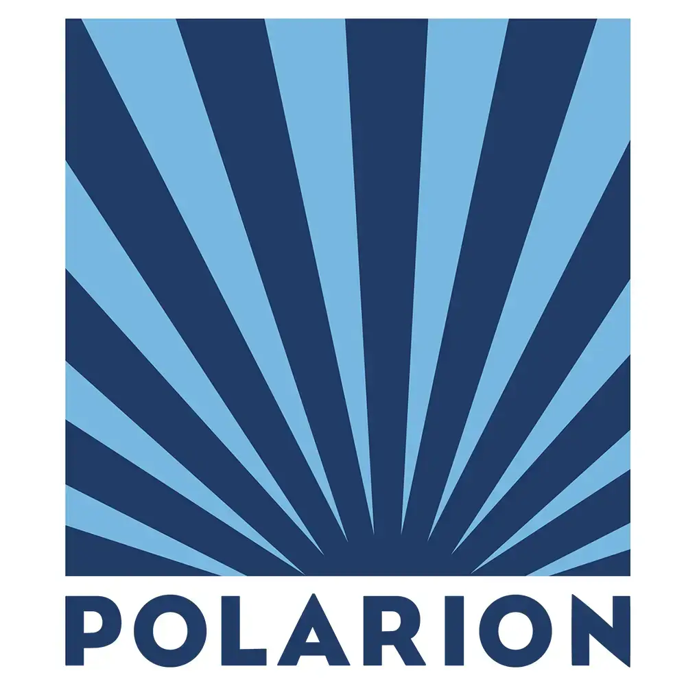 Polarion software logo with blue radial design