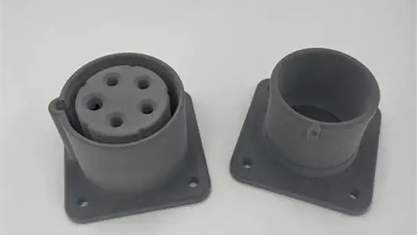 3D-printed SAF wire harness connector housing with circular multi-pin layout