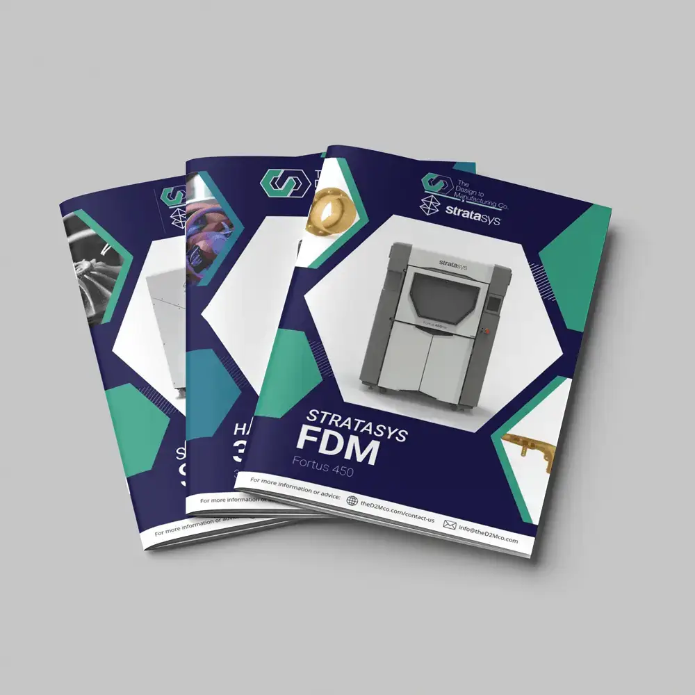 theD2Mco brochures showcasing manufacturing solutions and company resources